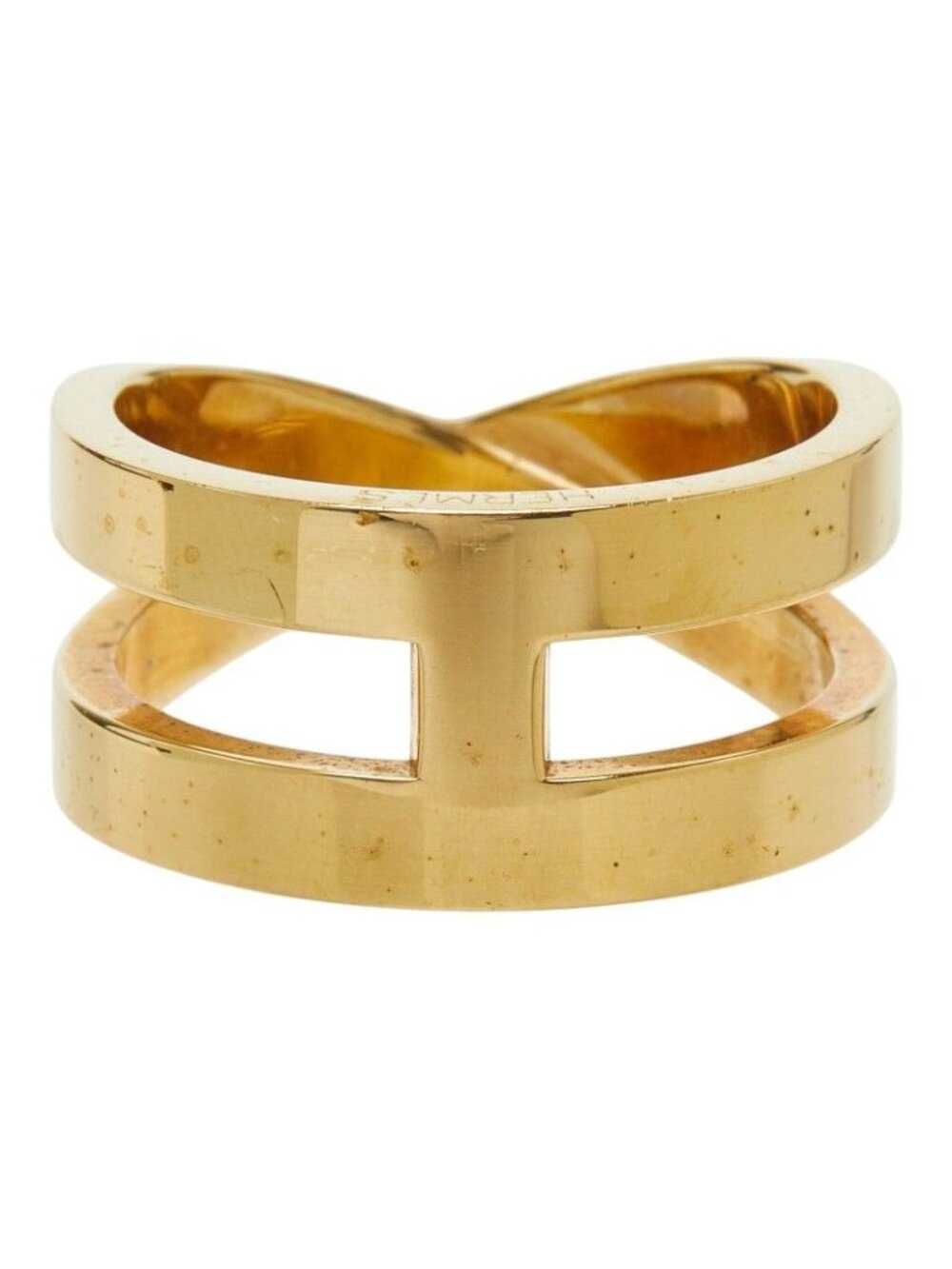 Hermes Ribbon Scarf Ring Gold Plated